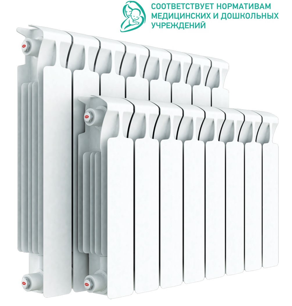 Радиатор биметаллический Rifar Monolit Ventil  350/10, правое подключение, 50 мм (без H-образного узла)