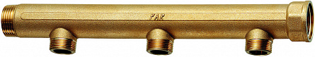 Коллектор 1" (ВР-НР) с 3 отв. 1/2" НР (межосев. 100 мм)