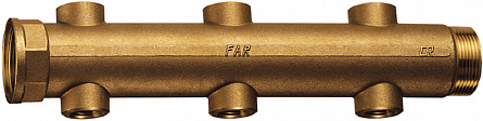 Коллектор 1 1/2" (ВР-НР) с 6 отв. 3/4" ВР (межосев. 100 мм)