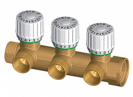 Коллектор балансировочный с преднастройкой, 3/4", отв. 3шт.М24х19