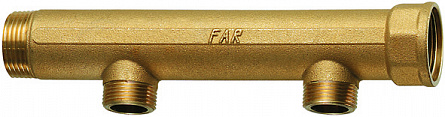 Коллектор  1" (ВР-НР) с 2 отв. 3/4" НР (межосев. 100 мм)