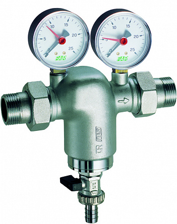 Фильтр 3/4"НР-НР, с манометром, 100мкм, Max: 95 °C, 25 бар