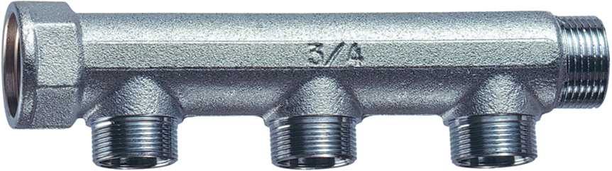Коллектор 1" (ВР-НР) с 3 отв. 3/4" НР (межосев. 50 мм) под плоск. уплотн.