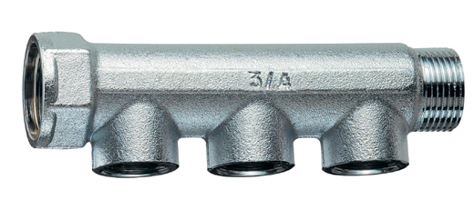 Коллектор 1" с 3 отвод. 1/2"ВР, (межосев. 36 мм)