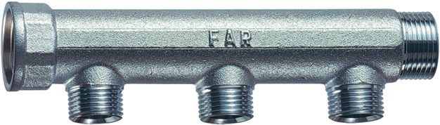 Коллектор 3/4" (ВР-НР) с 3 отв. 1/2" НР (межосев. 50 мм) плоское уплотнение