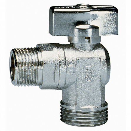 Кран шаровой угловой 39NR 1/2"х3/4"для стиральных машин с обратн. клапаном  PN16 НН бабочка Cimberio