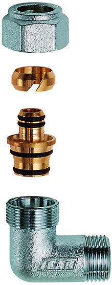 Угольник 1/2"НР с концовкой для м/п труб 16x2