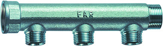 Коллектор 1 1/4" (ВР-НР) с 3 отв. 1/2" НР (межосев. 50 мм)
