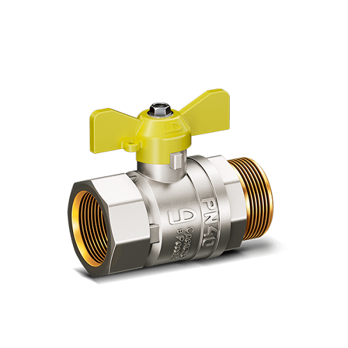 Кран шаровой латунный LD Pride 47.20.B-Н.Б.GAS для газа, вн./нар. резьба, ручка-бабочка, 3/4"