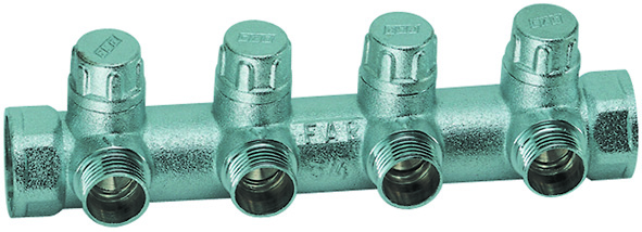 Запорн. коллект. 3/4" (ВР-ВР) с 4 отв. 1/2" НР (межосев. 45 мм)